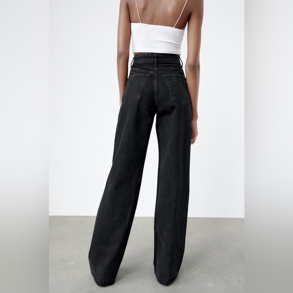 Zara Black High Rise Wide Leg Full Length Jeans Women’s Size 6 - Picture 12 of 12